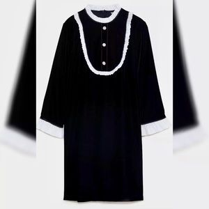 Zara Dresses - Zara velvet dress with pearl buttons. Size L, new. Zara Dresses - Zara velvet dress with pearl buttons. Size L, new.